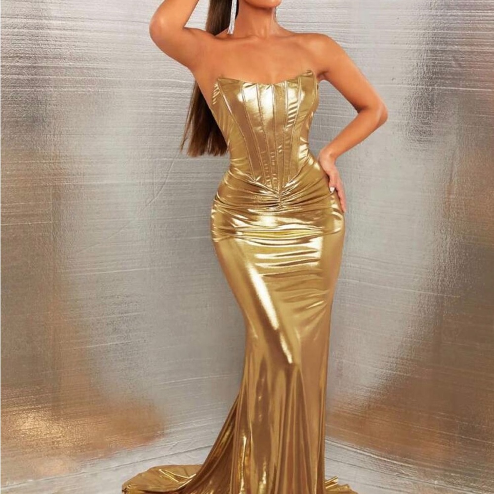Gold Strapless Dress